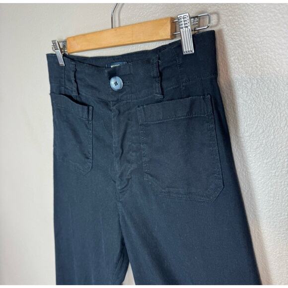 Anthropologie Maeve The Colette Crop Wide Leg Linen Pants Size 30 Black P20 - Picture 8 of 11